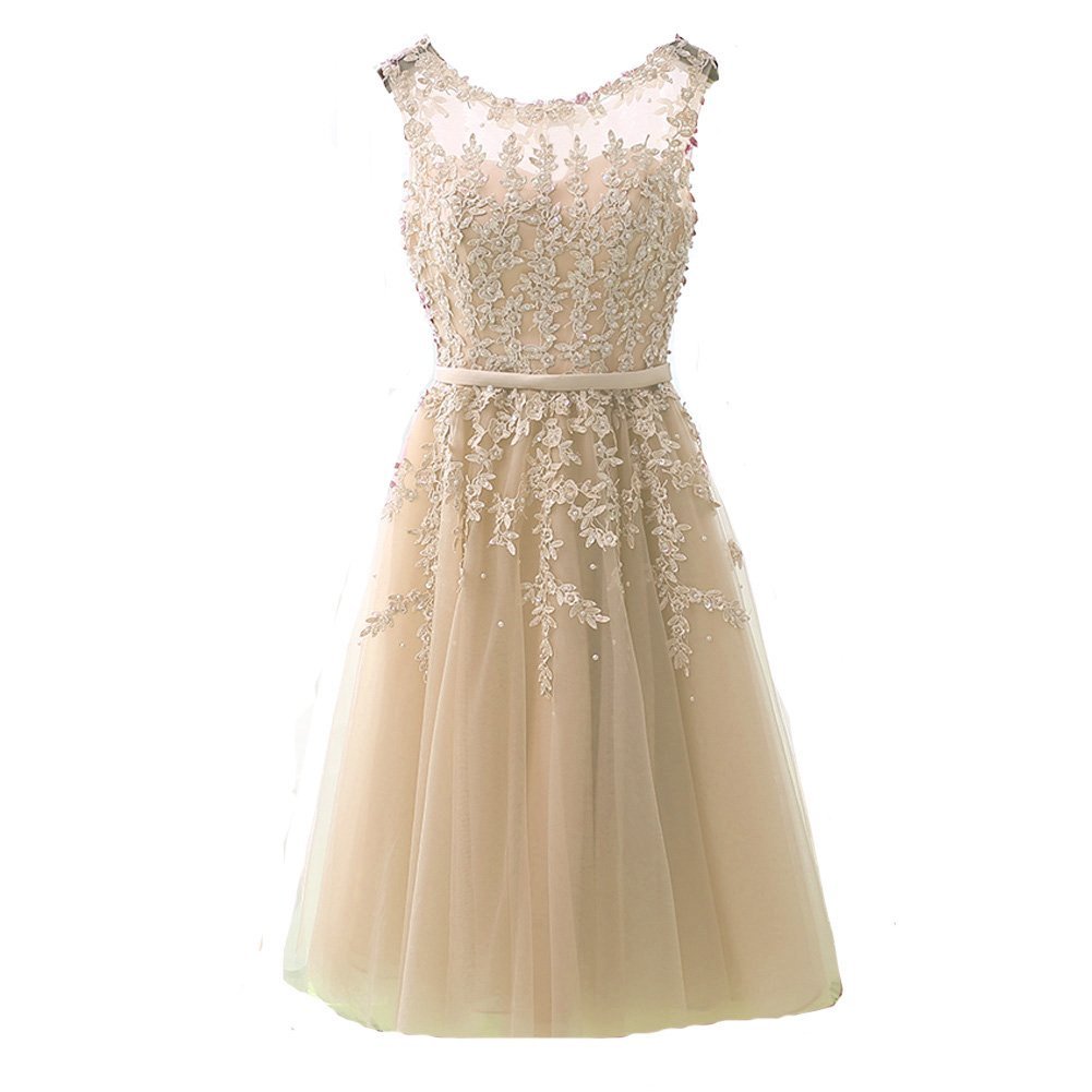 Kivary Simple Tea Length Short Prom Homecoming Dresses Cocktail Party Gowns Cham