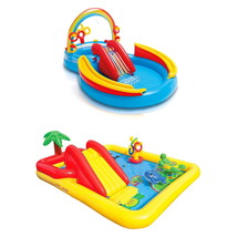 Intex 9.75ft x 6.33ft x 53in Inflatable Rainbow Play Pool and Ocean Play... - $271.34