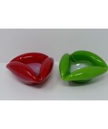 Murano Style Art Glass Blown Triangle Shape Green Red Ashtray Or Trinket... - €41,98 EUR