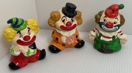 Vintage Ceramic Hand Painted Clown Figurines Sri Lanka Circus Collectible Set 3 - £13.06 GBP