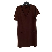 Susan Lawrence Mini Dress Chocolate Brown Size XL 100% Acrylic Faux Pockets - £30.96 GBP