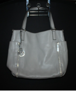 Michael KorsCrosby Pebbled Leather Purse Tote Handbag Pearl Grey Large M... - £57.38 GBP