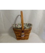 1996 LONGABERGER tall Easter BASKET w fabric pansy liner, egg tie on - c... - £23.59 GBP