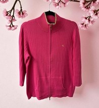 Lauren Ralph Lauren Pink Cable Knit Full Zip Cardigan Sweater SIZE 1X sp... - $24.74