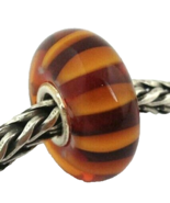 Authentic Trollbeads Brown Stripe Bead, Murano Glass Charm, 61357 New - $23.74