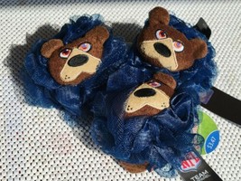 3 Chicago Bears Bath Loofah Mascot NFL  Scrubby Pouf FAN GIFT NWT Blue  - £5.51 GBP