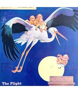 Collier&#39;s Baby Monkeys Stork 1941 Lithograph Magazine Cover Antique Art ... - $56.09 CAD