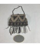 Vintage Beaded Evening Bag With Fringe &amp; Mirror - $27.40 CAD