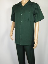 Men 2pc Walking Leisure Suit Short Sleeves By DREAMS 256-24 Hunter Green image 3