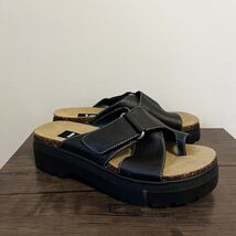 Vintage l.e.i. Celia Black Platform Sandals Slides Women’s Size 9 9M LEI... - $52.24