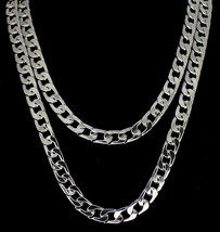 2pc Cuban Link Set 9mm Chains 24&quot; 30&quot; Silver Plated Hip Hop Mens Necklaces - £10.57 GBP