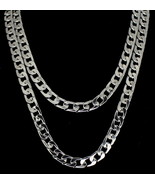 2pc Cuban Link Set 9mm Chains 24&quot; 30&quot; Silver Plated Hip Hop Mens Necklaces - £10.65 GBP