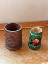 Lot of Carved Stained Wood &amp; Norwegian Rosemaling Painted Wooden Toothpi... - $9.49