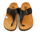 Autenti Made in Spain Black Leather Thong Sandals Men&#39;s Size 9 - $59.39