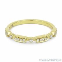 0.11ct Round Diamond Anniversary Band 14k Yellow Gold Stackable Right-Hand Ring - £393.44 GBP