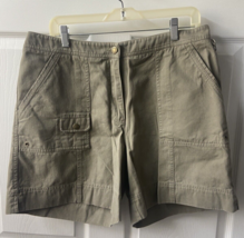 Jones New York Shorts Womens Size 14 Olive Drab Green Cargo Canvas Casuals - £10.42 GBP