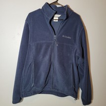Columbia Mens Jacket Medium Full Zip With Zipped Pockets Blue Fleece Hoodie - £10.98 GBP