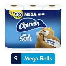 Charmin Ultra Soft Toilet Paper, 9 Mega Rolls(D0102HXTY4T.) - £28.18 GBP