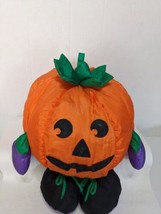 Vintage Nylon Jack O&#39;Lantern Pumpkin Plush Stuffed Animal 1996 Gibson Spooky - £15.70 GBP