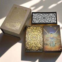Gold Foil Tarot Deck, Glazed Gold Waite Cards, Luxury Gift Box + Guidebook - £40.71 GBP