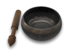 Zeckos Antiqued Brass Tibetan Meditation Singing Bowl With Wooden Mallet - £25.28 GBP