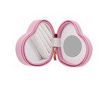 Bey Berk PINK Heart Shaped Travel Jewelry Storage Box with Mirror Leather - £31.35 GBP