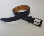 Remo Tulliani Calfskin Leather Belt Black Silver Tone Buckle Size 34 Mad... - $19.79