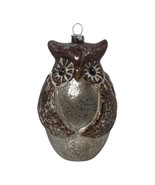 Brown &amp; Silver White Mercury Glass Big Eyed Owl Christmas Tree Hanging O... - $17.97 CAD