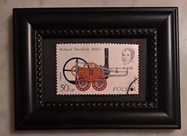 Tchotchke Framed Stamp Art - Earliest Steam Locomotive - £7.82 GBP
