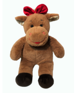 Build A Bear Brown Cow Red Lips Bow Stuffed Animal Plush Soft Doll Toy 1... - $17.95