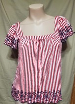 M Charter Club Red White Blue Striped Shirt 100149336MS Patriotic Nautical - £15.39 GBP