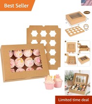 34 Pack of Kraft Cupcake Containers with Clear Windows - Perfect for Pas... - $924.75 MXN