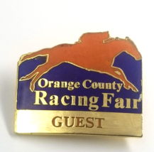 VTG Orange County Horse Racing Fair Guest Gold Tone Enamel Pin Badge Souvenir - £9.76 GBP