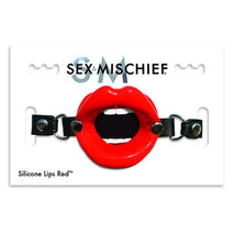 Sportsheets Sex &amp; Mischief Silicone Lips Adjustable Open-Mouth Gag Red - £20.00 GBP