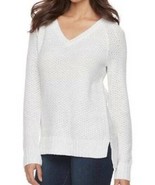 Womens Sweater Juniors Girls SO White V-Neck Long Sleeve Raglan Top $36-... - £12.95 GBP