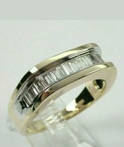 1Ct Baguette Diamond 14k White Gold Plated Men&#39;s Engagement Wedding Band Ring - £107.07 GBP