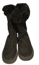 Zara Black Fur Lined MidCalf Rollable Faux Suede Chunky Platform Women&#39;s Size 5 - £47.96 GBP