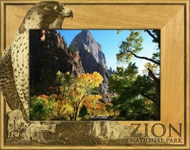 Zion National Park with Hawk Laser Engraved Wood Picture Frame (5 x 7) - £24.77 GBP