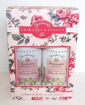 Nib Crabtree &amp; Evelyn Rosewater 16.9 Oz Body Lotion &amp; Bath &amp; Shower Gel Gift Set - $39.19