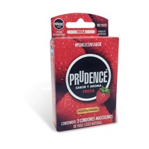 Prudence~Premium Condoms~3 pcs.~Llubricated~Strawberry~Color &amp; Aroma~NEW - $15.99