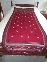 Deep Red WOVEN EMBROIDERED RUNNER or Shawl w/Tassels - 36&quot; x 86&quot; - $12.00