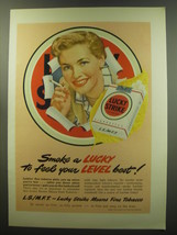 1949 Lucky Strike Cigarettes Advertisement - Smoke Lucky to feel your level best - £14.54 GBP