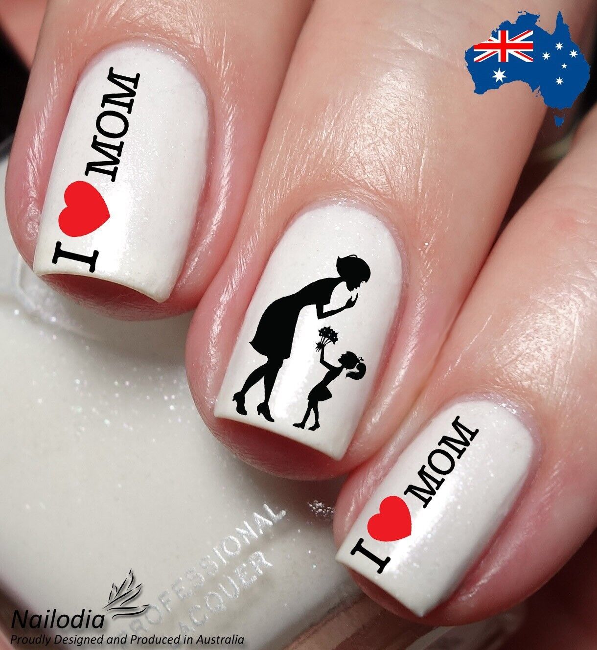 Mother's Day Nail Art Decal Sticker Water Transfer Slider - I love Mom