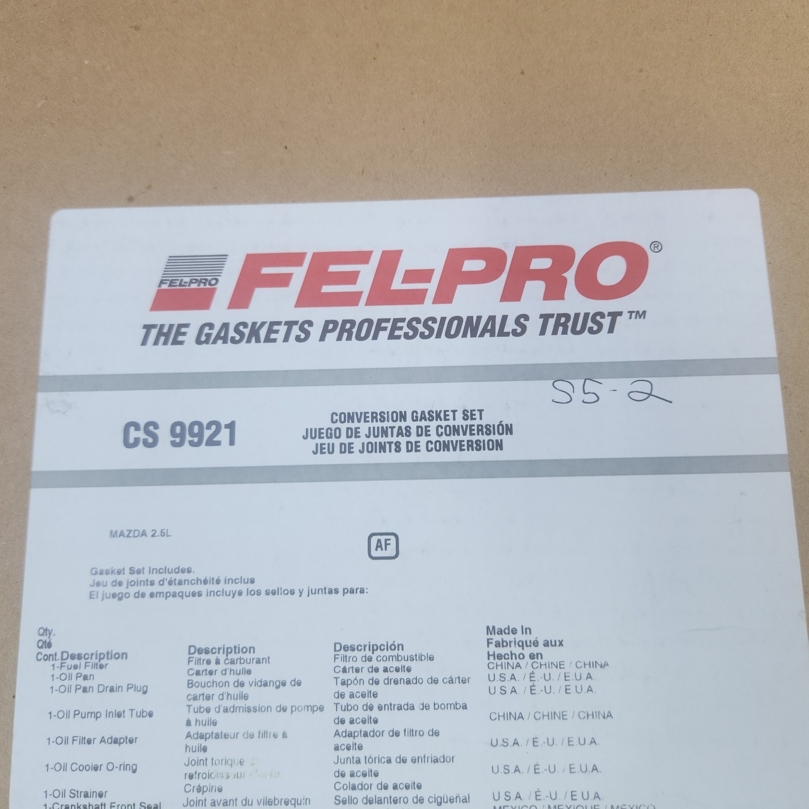 FelPro CS9921 For Ford Probe Mazda MX6 626 2.5L Engine Conversion Gasket Set NOS Item image 7