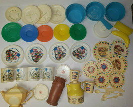 1970&#39;s Lot of 46 Pretend Play Dishes Tea Pots Cups Current Disney Unbranded U146 - £24.04 GBP