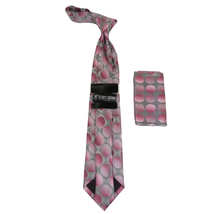 Men's Stacy Adams Necktie and Hankie Set Fancy Design Silky Look SAT15 Pink image 2