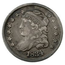 1834 Half Dime in Very Fine VF Condition, Nice Detail for Grade on Both ... - $208.76