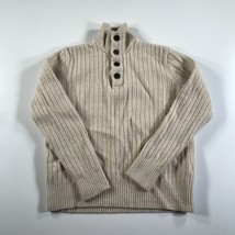 Banana Republic Pullover Damen Medium Beige Gerippt Quarter Knöpfe Kragen - $469.24 MXN
