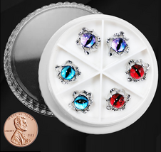 NAIL CHARM ALLOY &amp; RESIN Red, Purple, &amp; Blue Evil Eye - 6 pcs - $16.00