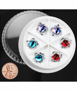 NAIL CHARM ALLOY &amp; RESIN Red, Purple, &amp; Blue Evil Eye - 6 pcs - $21.73 CAD